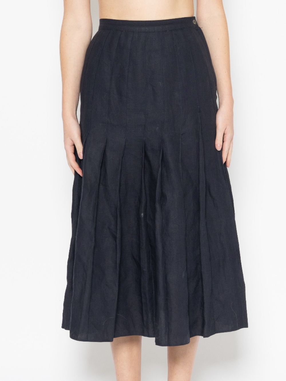 Vintage 90s Calvin Klein pleated maxi skirt navy blue size 8